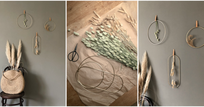 Wohngoldstueck_Wanddekoration Wandhänger Ringe Messing Gräser