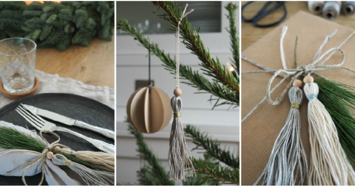 Wohngoldstueck_DIY Weihnachtliche Quaste Tischedeko Geschenkverpackung Baumschmuck