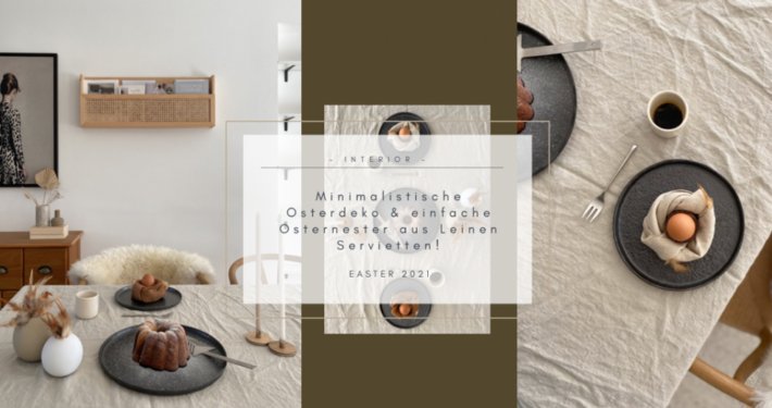 Wohngoldstueck_Minimalistische Osterdeko Osternest Leinenservietten