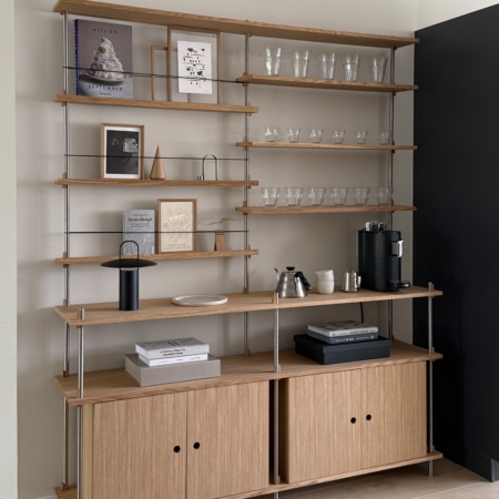 Moebe Wohngoldstück Regal Dining Room Oak Stainless Steel